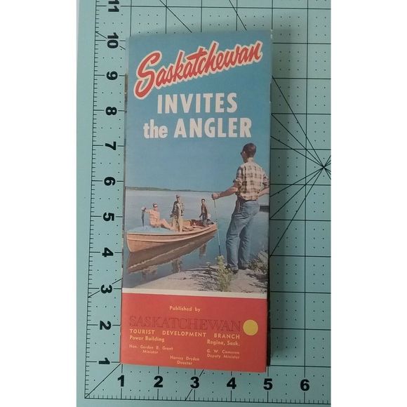 Vintage 1960s Official Saskatchewan Invites Angler Fishing Travel Map Guide Fish - Picture 12 of 12